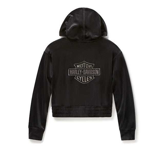 Sweat à capuche zippé en velours - Harley Black