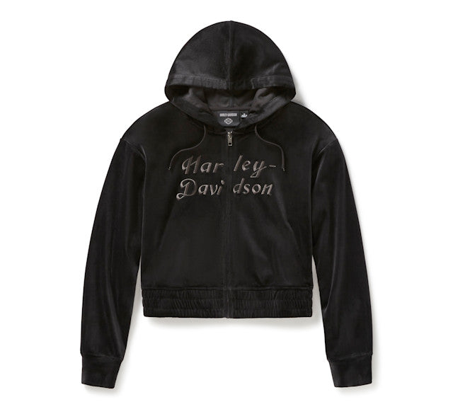 Sweat à capuche zippé en velours - Harley Black