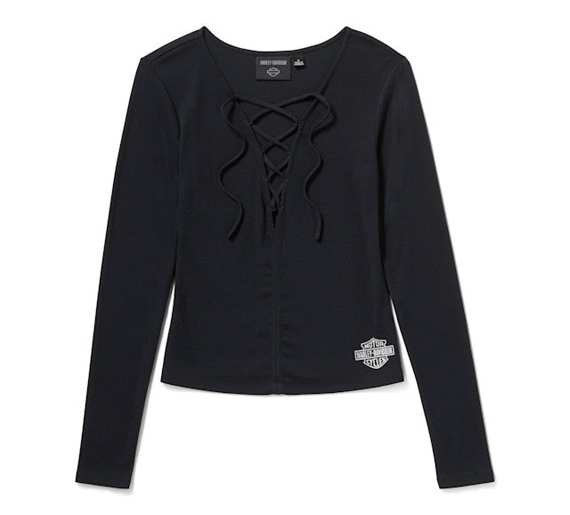 Haut à manches longues à lacets - Harley Black