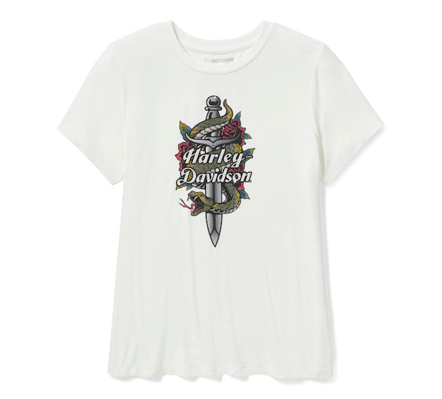 T-shirt à col rond Serpent Rose Bling