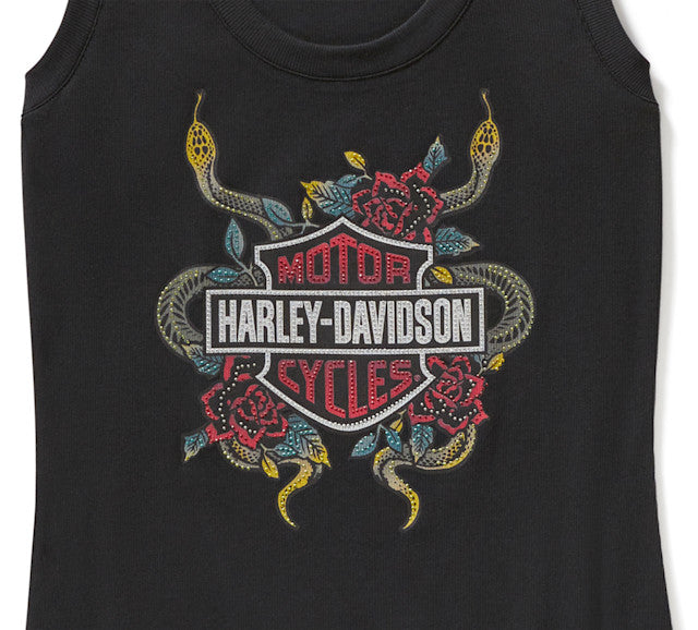 Débardeur côtelé Serpent Rose Bling - Harley Black