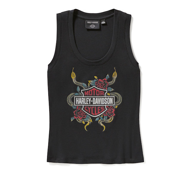 Débardeur côtelé Serpent Rose Bling - Harley Black