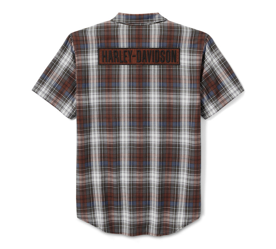 Chemise à carreaux teinte en fil Block Font pour homme - Plaid - Cloud Dancer & Mood Indigo