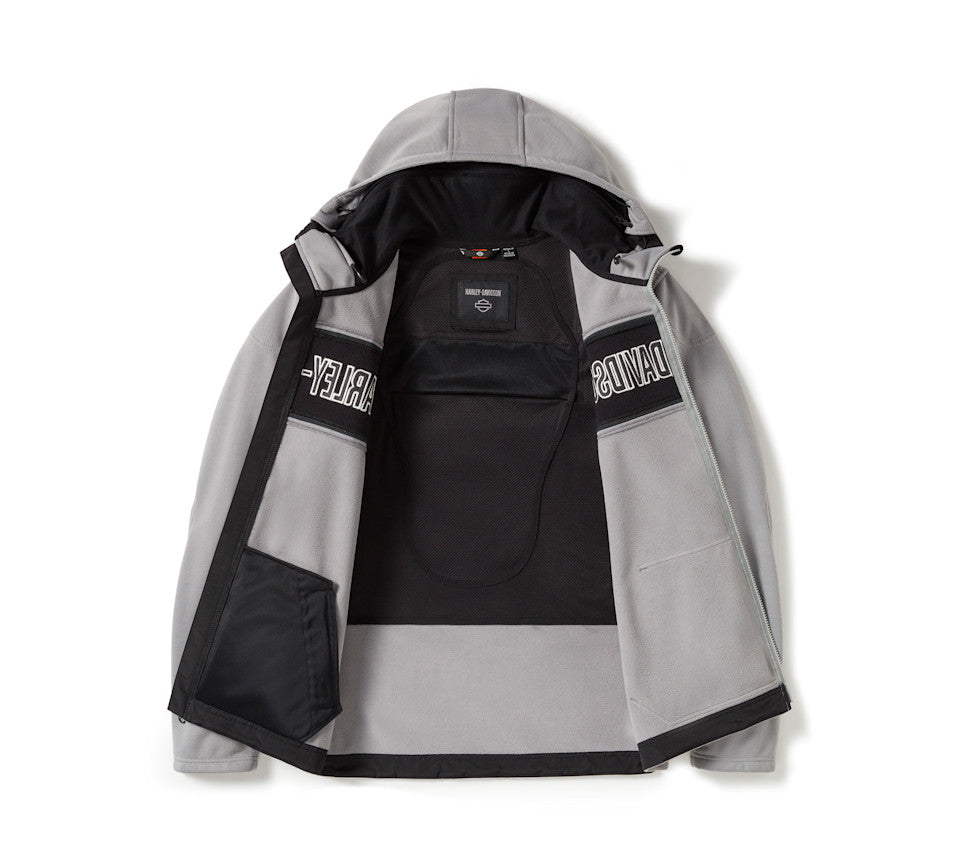 Polaire de moto à capuche H-D® Trenton Deflector 2.0 - Colorblock - Billiard Grey & Harley Black
