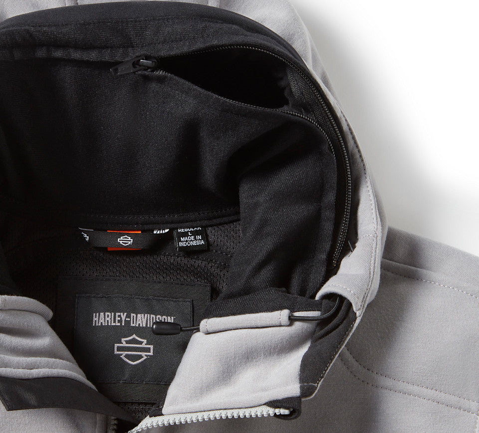 Polaire de moto à capuche H-D® Trenton Deflector 2.0 - Colorblock - Billiard Grey & Harley Black