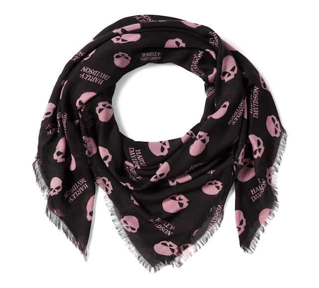Châle Willie G Skull pour femmes - Impression - Harley Black & Nostalgia Rose