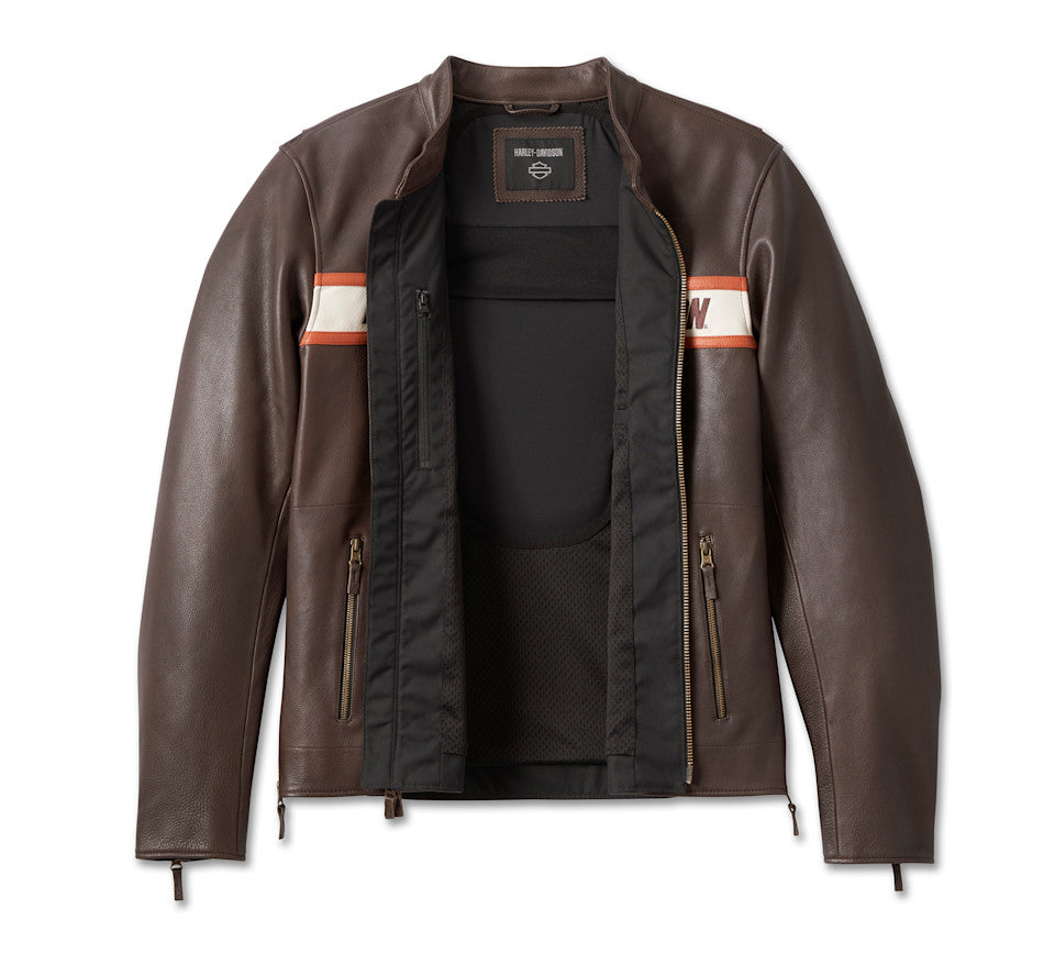 Blouson en cuir Victory Lane II pour hommes - Java