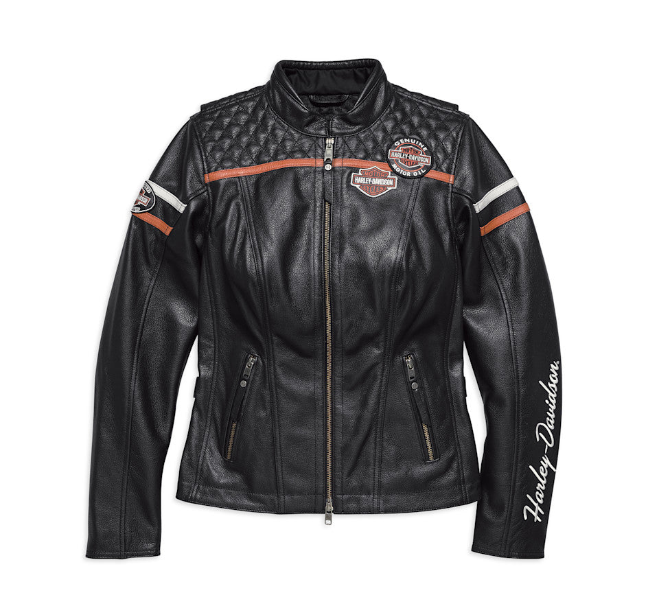 Blouson en cuir Miss Enthusiast certifié CE pour femmes