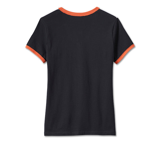T-shirt Iconic à rayures sur les épaules et col en V pour femmes