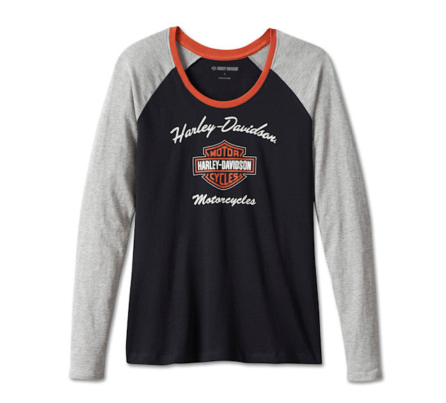 T-shirt à manches longues raglan First-Class pour femmes - Colorblocked - Black Beauty
