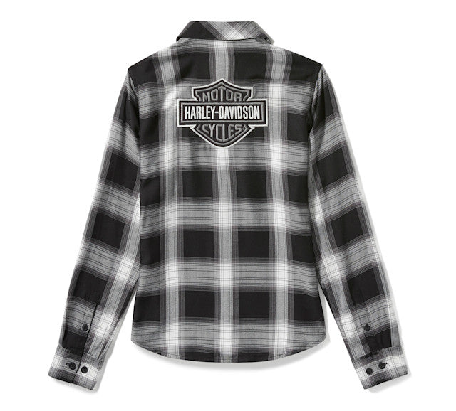 Chemise à manches longues tissée à carreaux Essential B&S - Harley Black & Cloud Dancer