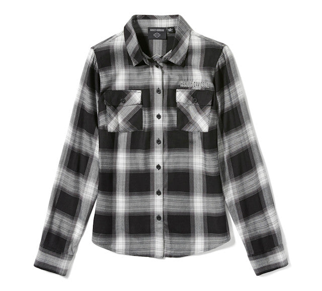 Chemise à manches longues tissée à carreaux Essential B&S - Harley Black & Cloud Dancer