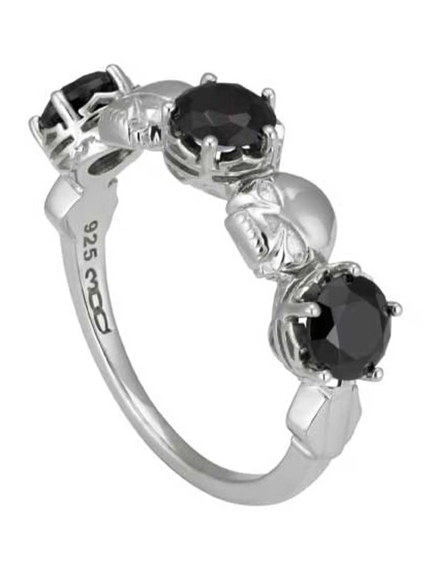 BAGUE "SKULL THREE STONE"
